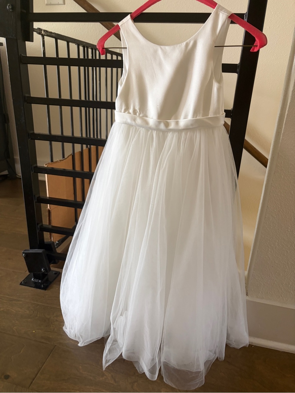 Azazie White Satin and Tulle Flower Girl Dress